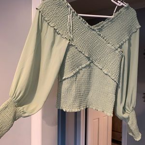 BB Dakota light green long sleeve chiffon shirt size S